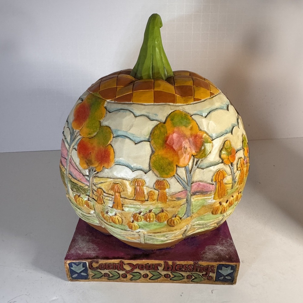 Jim Shore Heartwood Creek Count Your Blessings Pumpkin Autumn Thanksgiving NIB - Picture 3 of 9